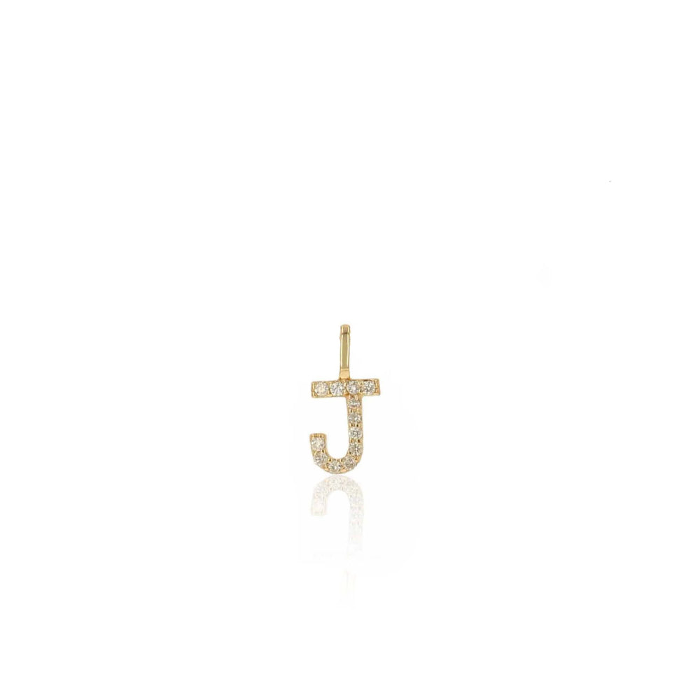 14k Yellow Gold Personalized Round Diamond Letter Charm by Rachel Reid