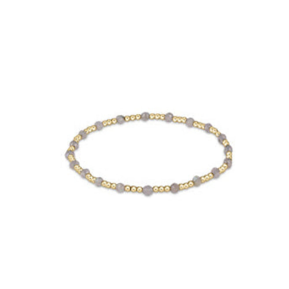 3mm Labradorite Bead Bracelet in Gemstone Gold Sincerity Pattern, 6.25-Inch