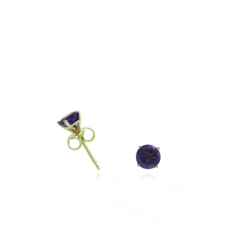 Stunning 14k Yellow Gold 5mm Semi - Precious Gemstone Stud Earrings for Women