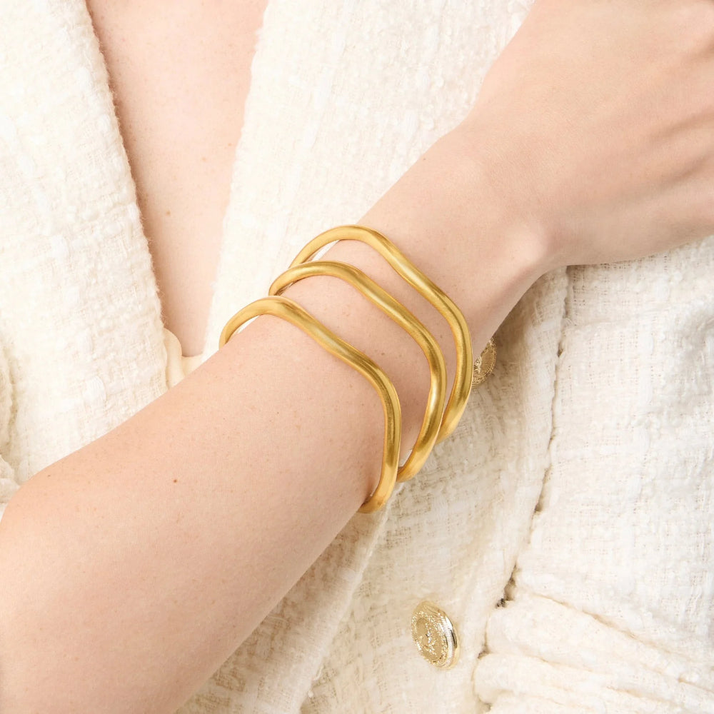 Julie Vos 24K Gold Plated Wave - Style Bangle in Small and Medium Sizes