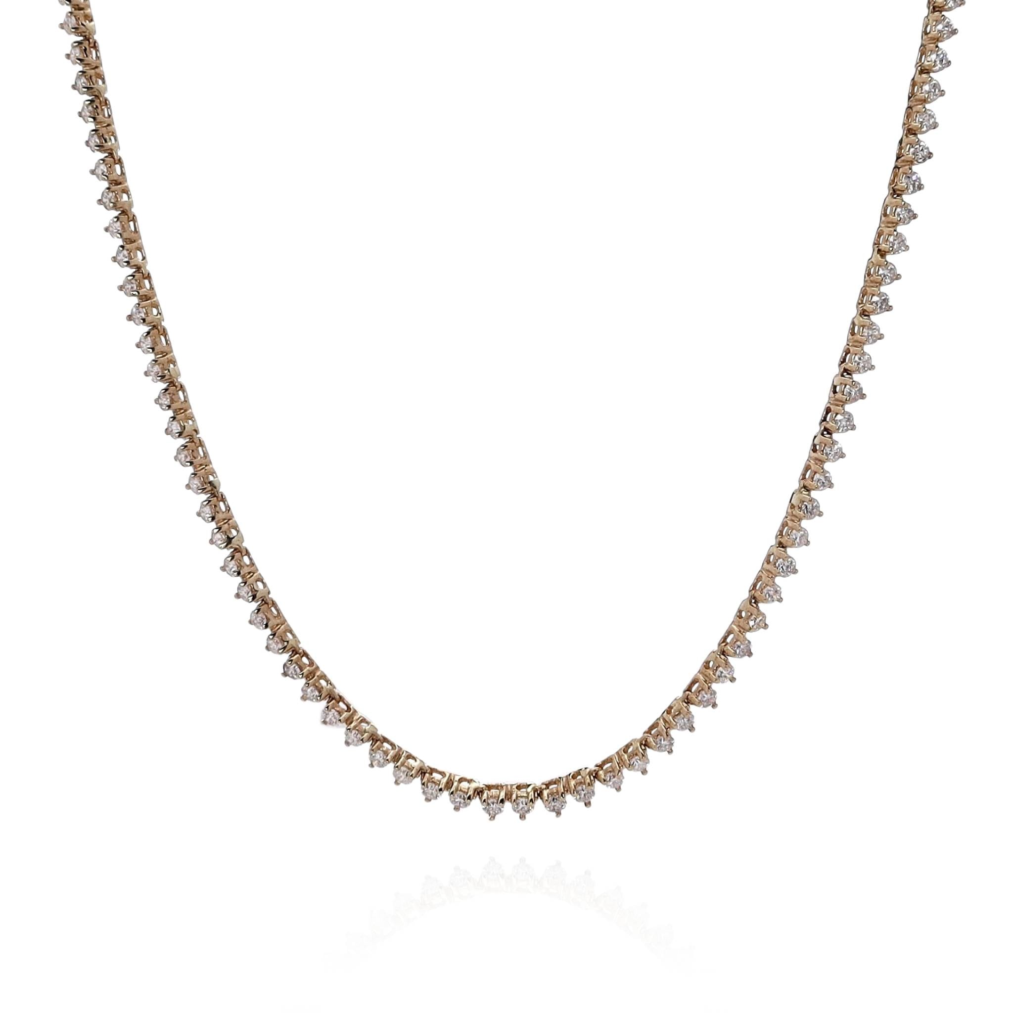 14k Yellow Gold 17-Inch Straight Diamond Necklace - A Stunning Jewelry Piece