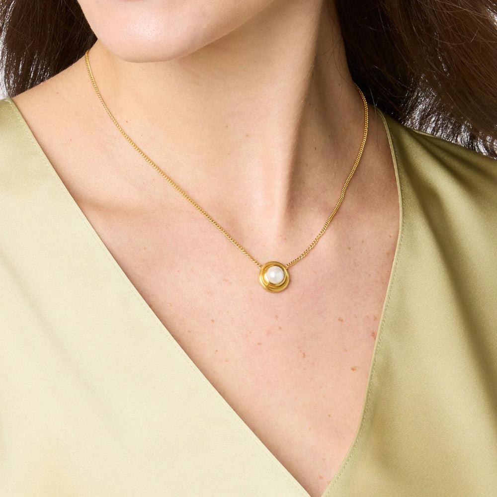 Julie Vos Delicate Wave Stone Cabochon Necklace for Women