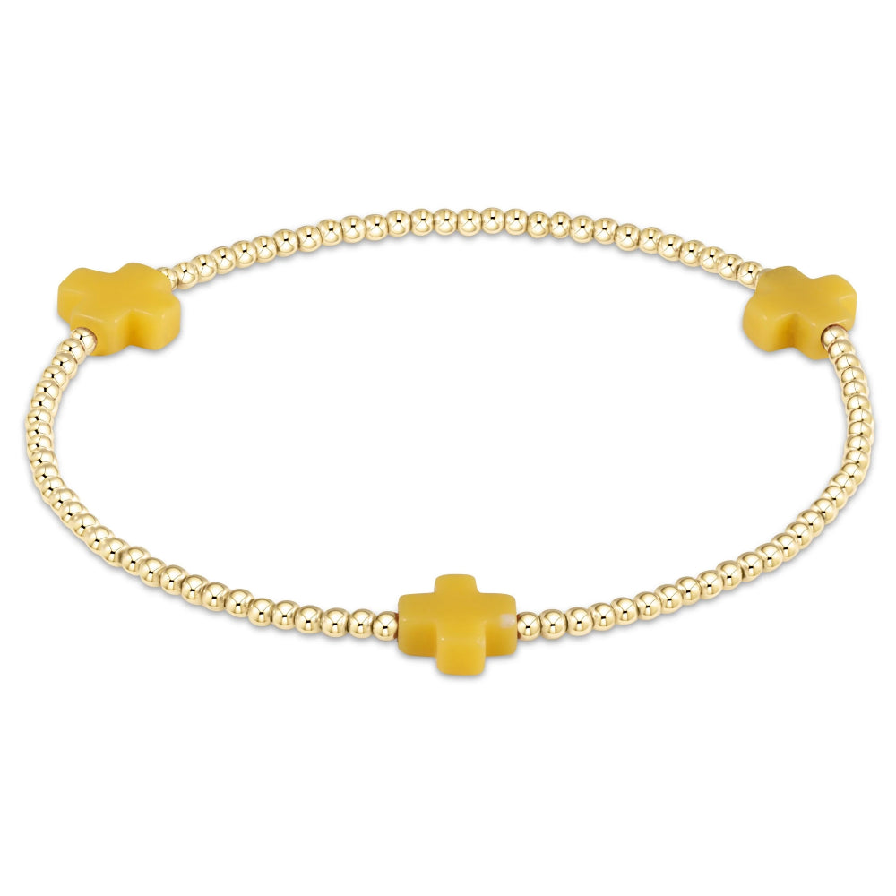 Enewton Canary Signature 6.25mm 2mm Bead Gold Pattern Cross Style Bracelet