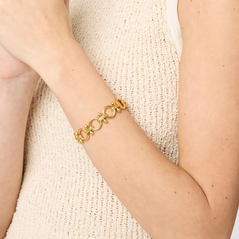 Julie Vos Golden Bamboo Link Adjustable Bracelet for Women