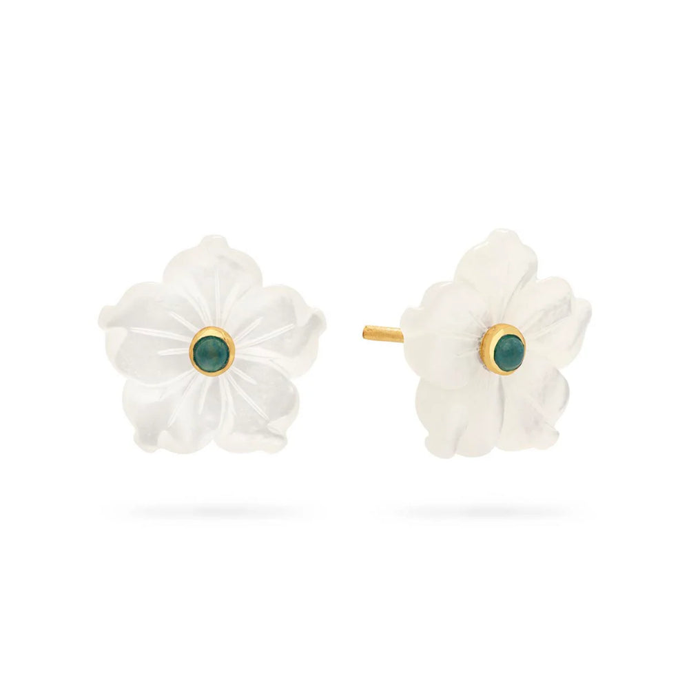 Capucine De Wulf Convertible Mother-of-Pearl and Jade Bouquet Post Earrings