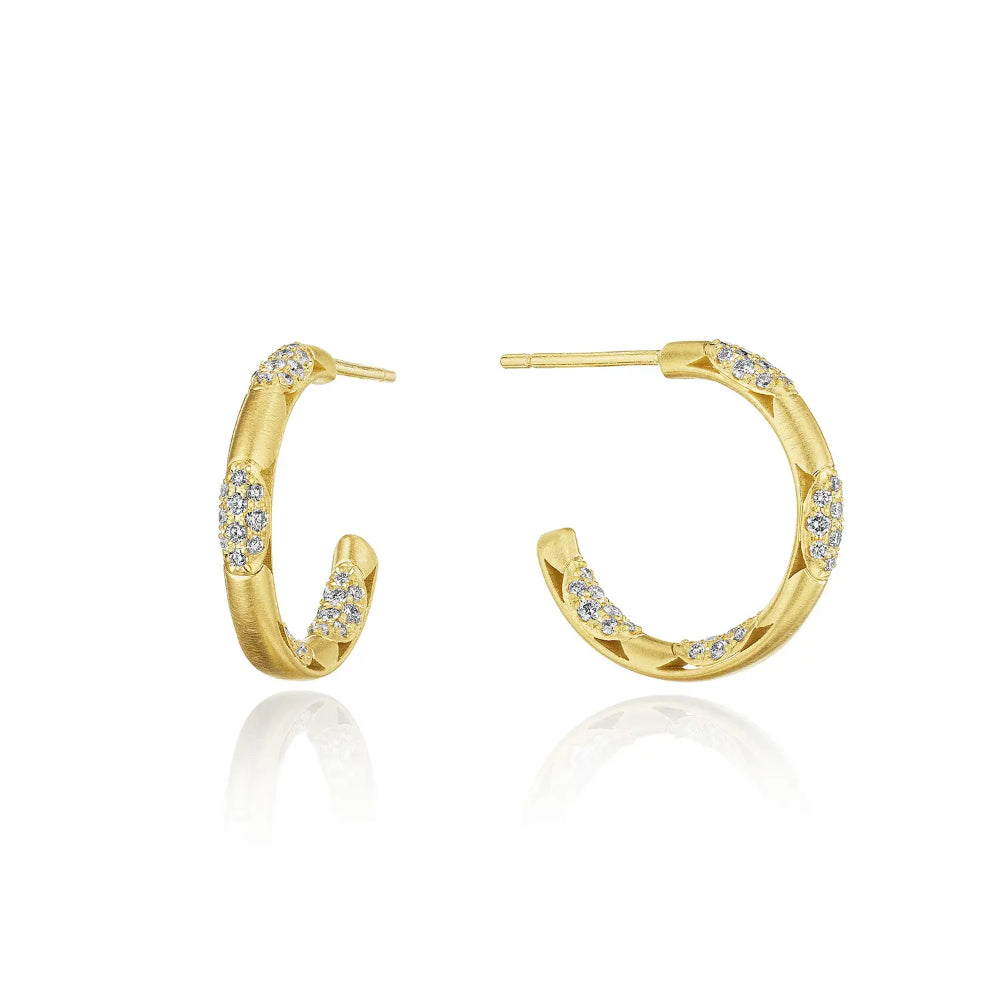 Tacori 18k Gold Small Satin Crescent Eclipse Hoop Earrings, 20mm in Size