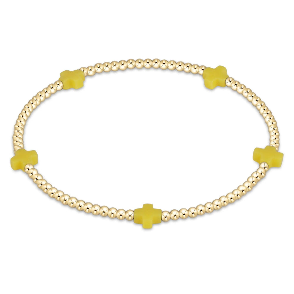 enewton Signature Canary 2mm Gold Pattern Small Cross Bead Bracelet