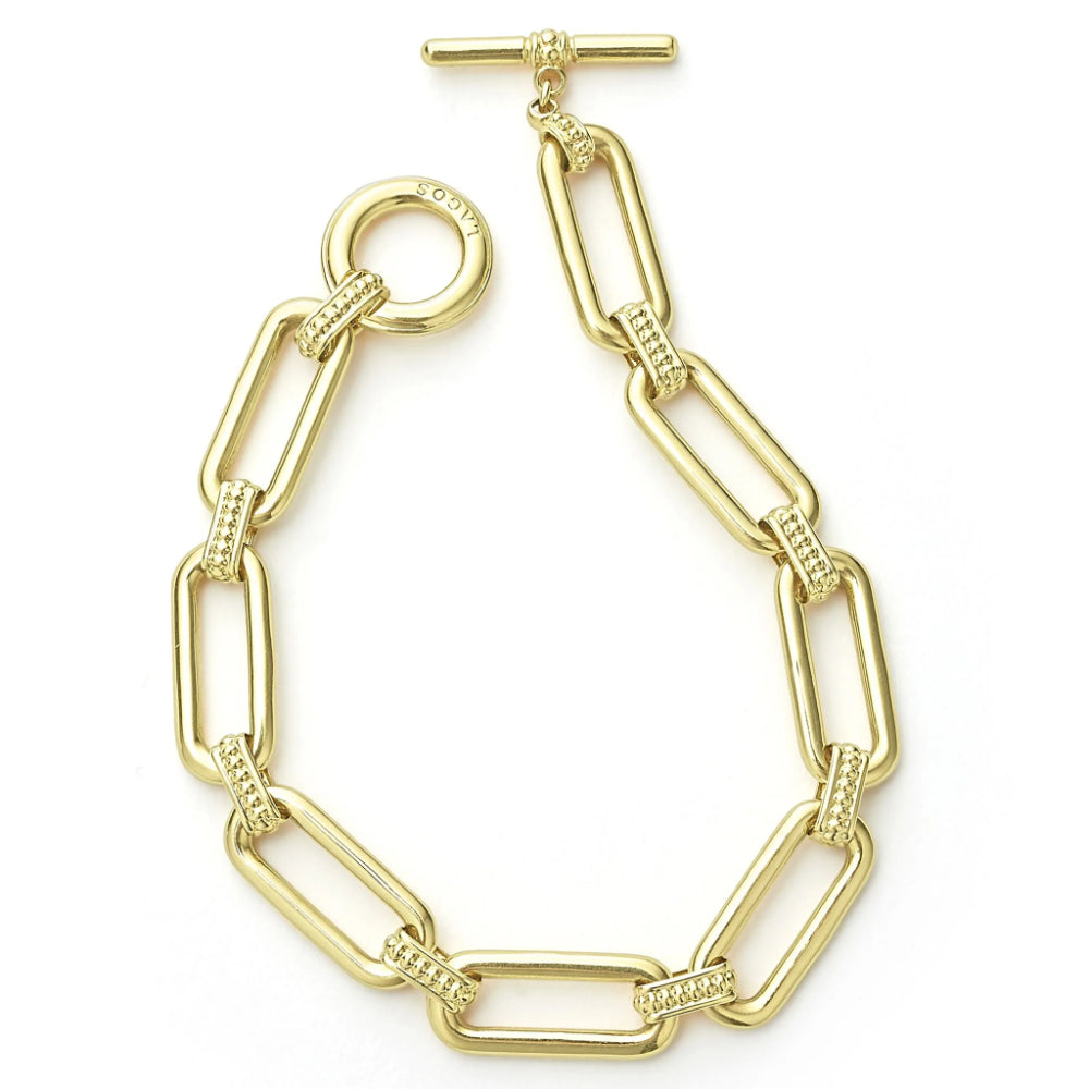 Exquisite 18k Gold Lagos Signature Caviar Link Bracelet