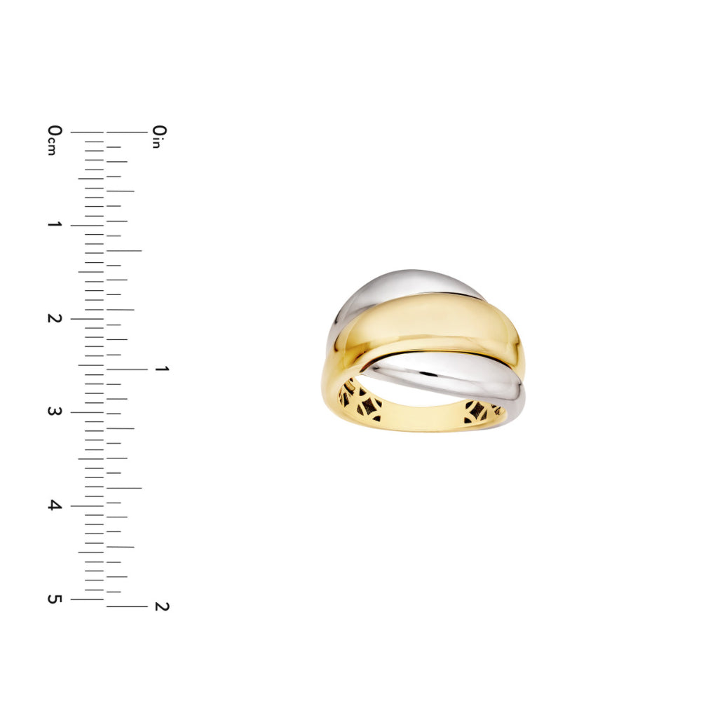 14k Gold Two - Tone Polished Retro Triple - Row Rolling Twist Ring