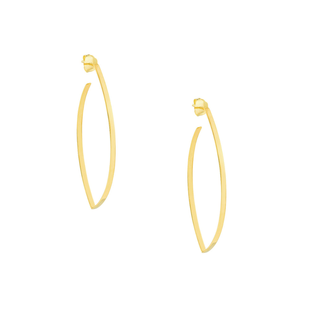 Stylish 14K Gold Marquise-Shaped Hoop Earrings for a Sophisticated Look