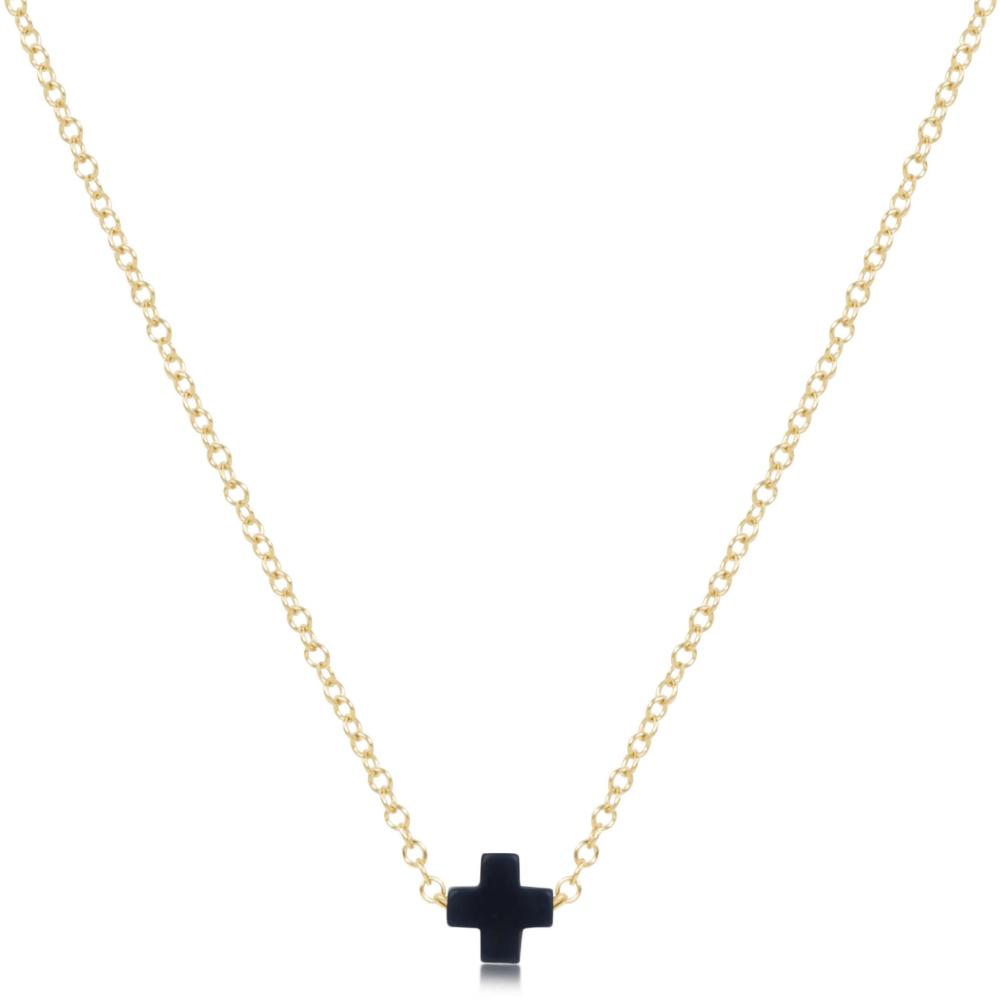 Enewton 16-inch Gold-plated Signature Small Cross Charm Necklace in Navy - A Stunning Jewelry Piece