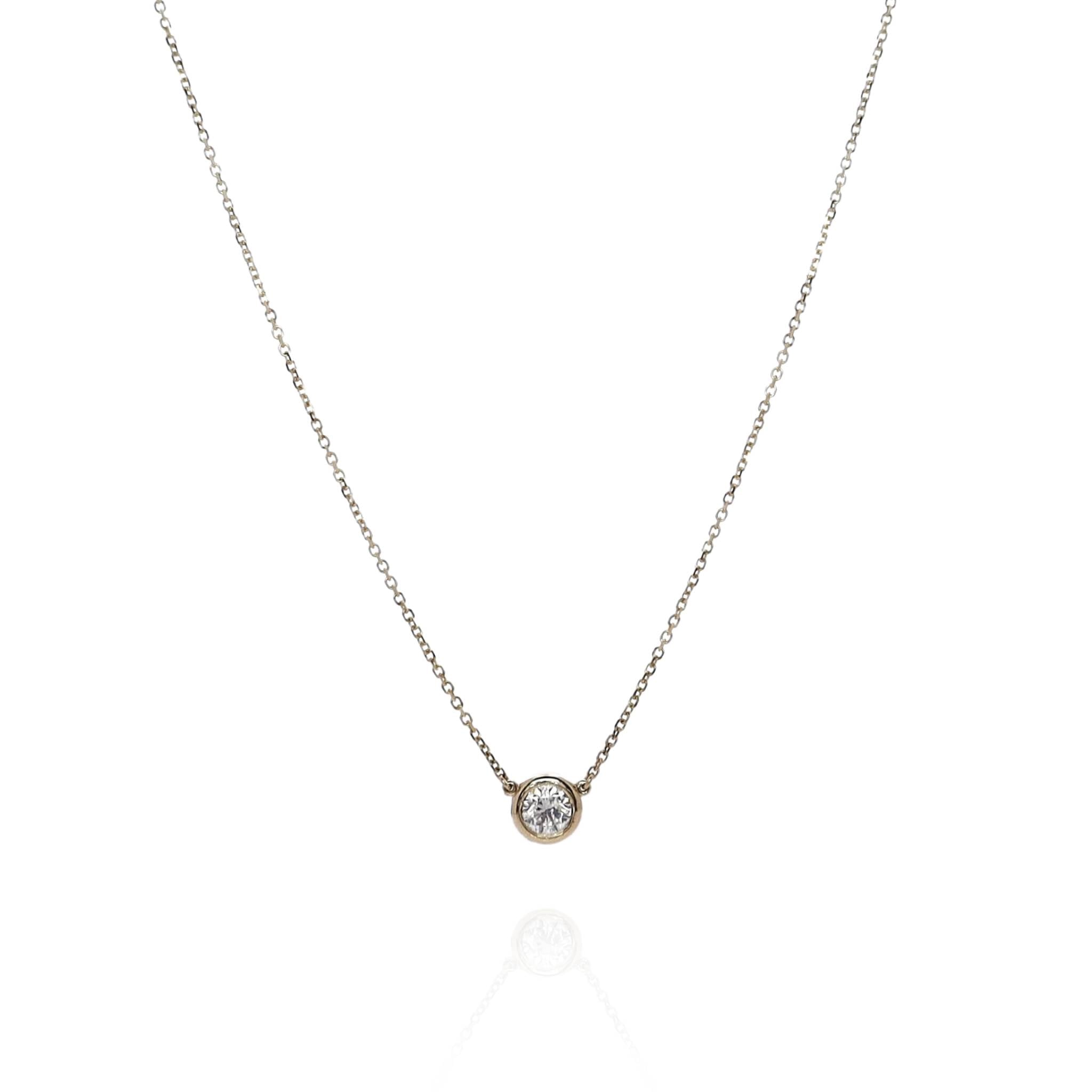 14k Yellow Gold Solitaire Pendant with 18 Brilliant Diamonds