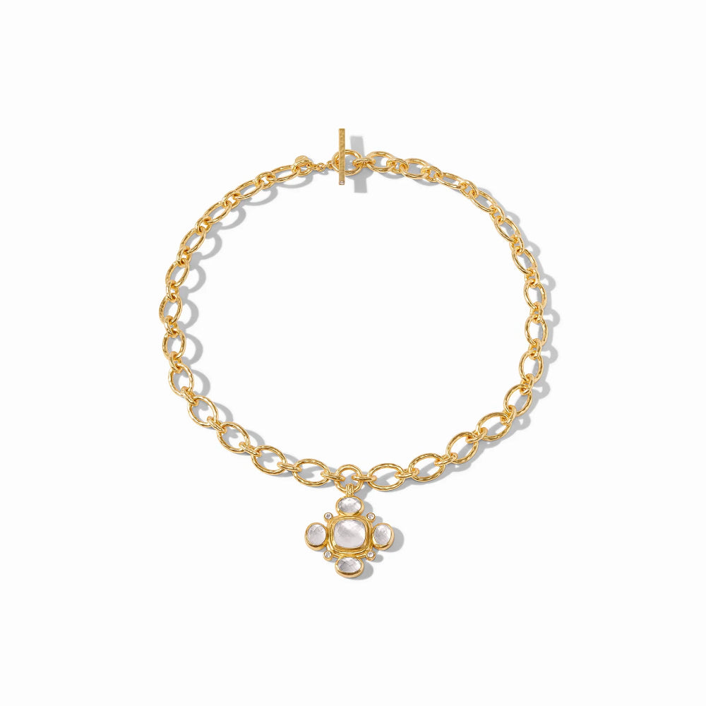 Julie Vos 24k Gold-Plated Tudor Statement Necklace with Gemstone and Pearls
