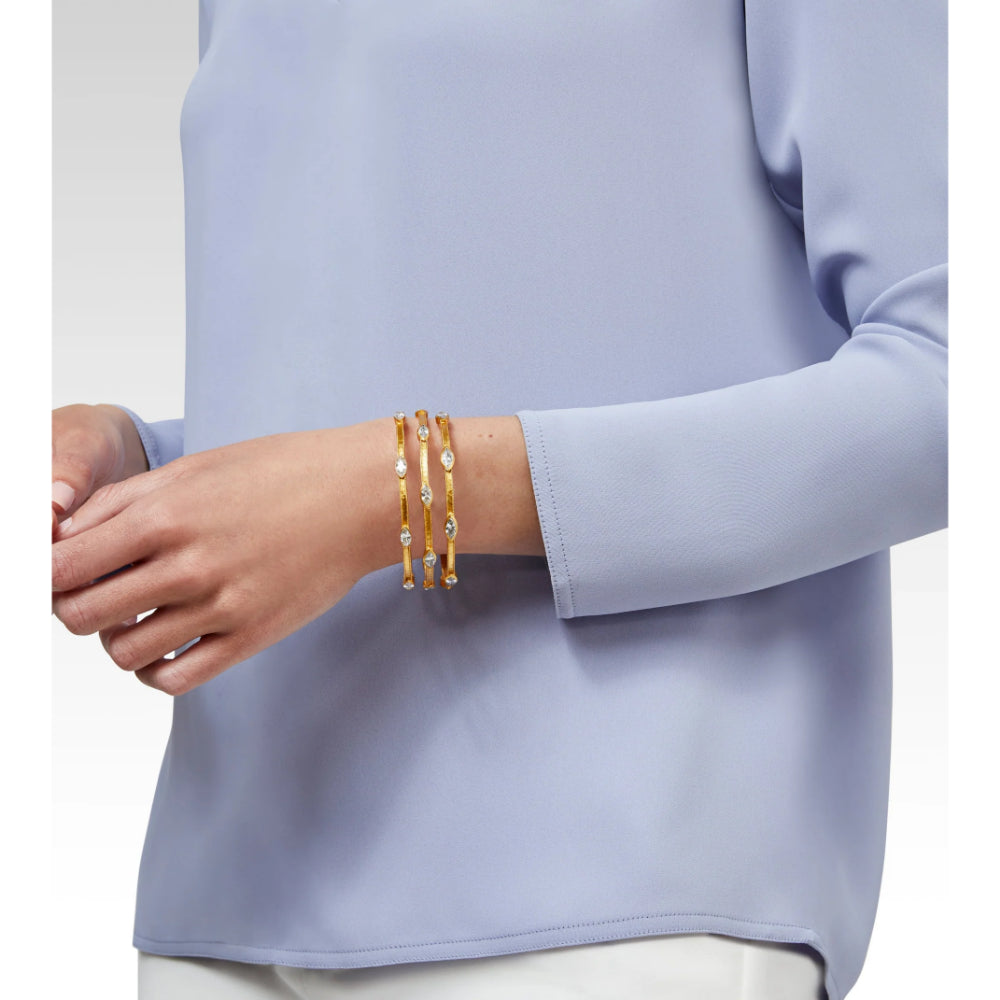 Julie Vos Glittering Marquise CZ Monaco Hinge Bangle in 24K Gold Plate