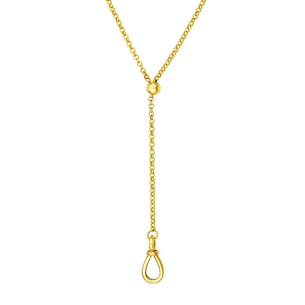 Adjustable 14k Gold Pull - Over Lariat Necklace for Women's Fashion Jewelry