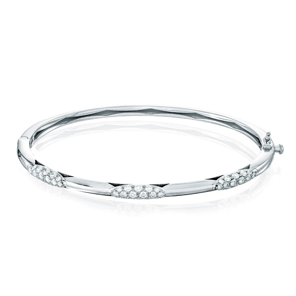Tacori 18k Gold High Polish Slim Crescent Eclipse Diamond Bangle Bracelet