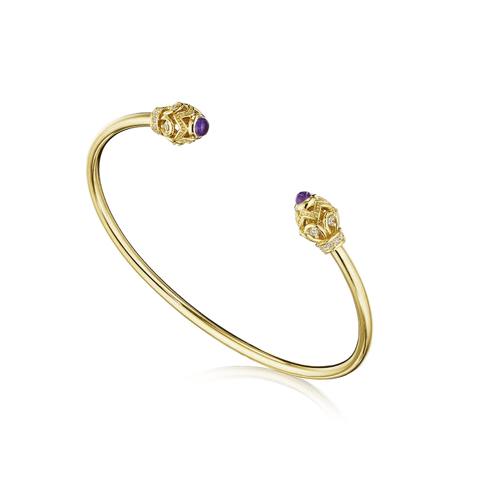 Verragio 18k Yellow Gold Diamond & Amethyst Stackable Toi Et Moi Bangle