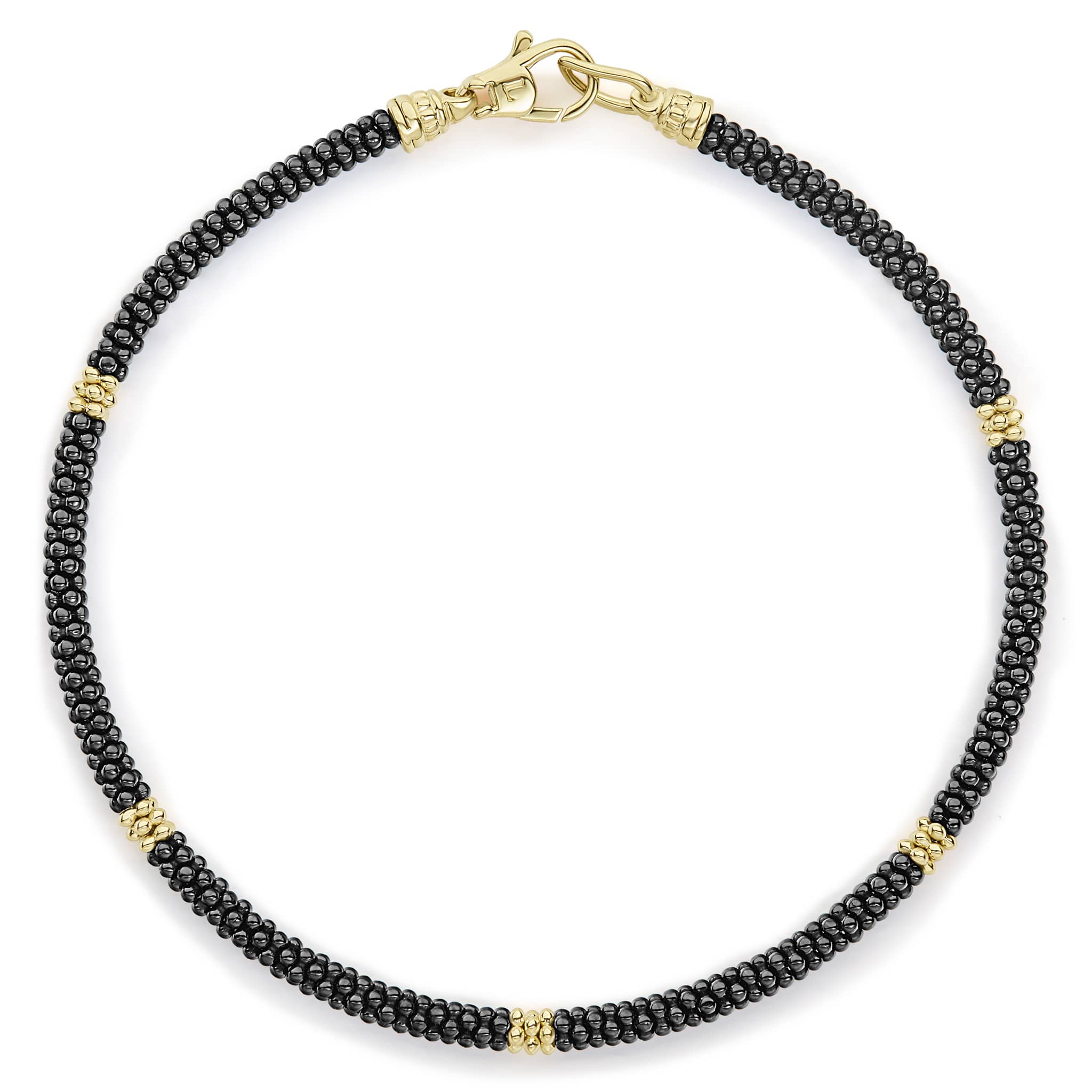 Lagos 18k Gold Five-Station Thin 3mm Ceramic Bracelet for Women