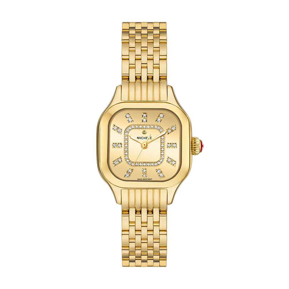Michele Meggie Gold-Plated High Shine Watch with Diamond Dial