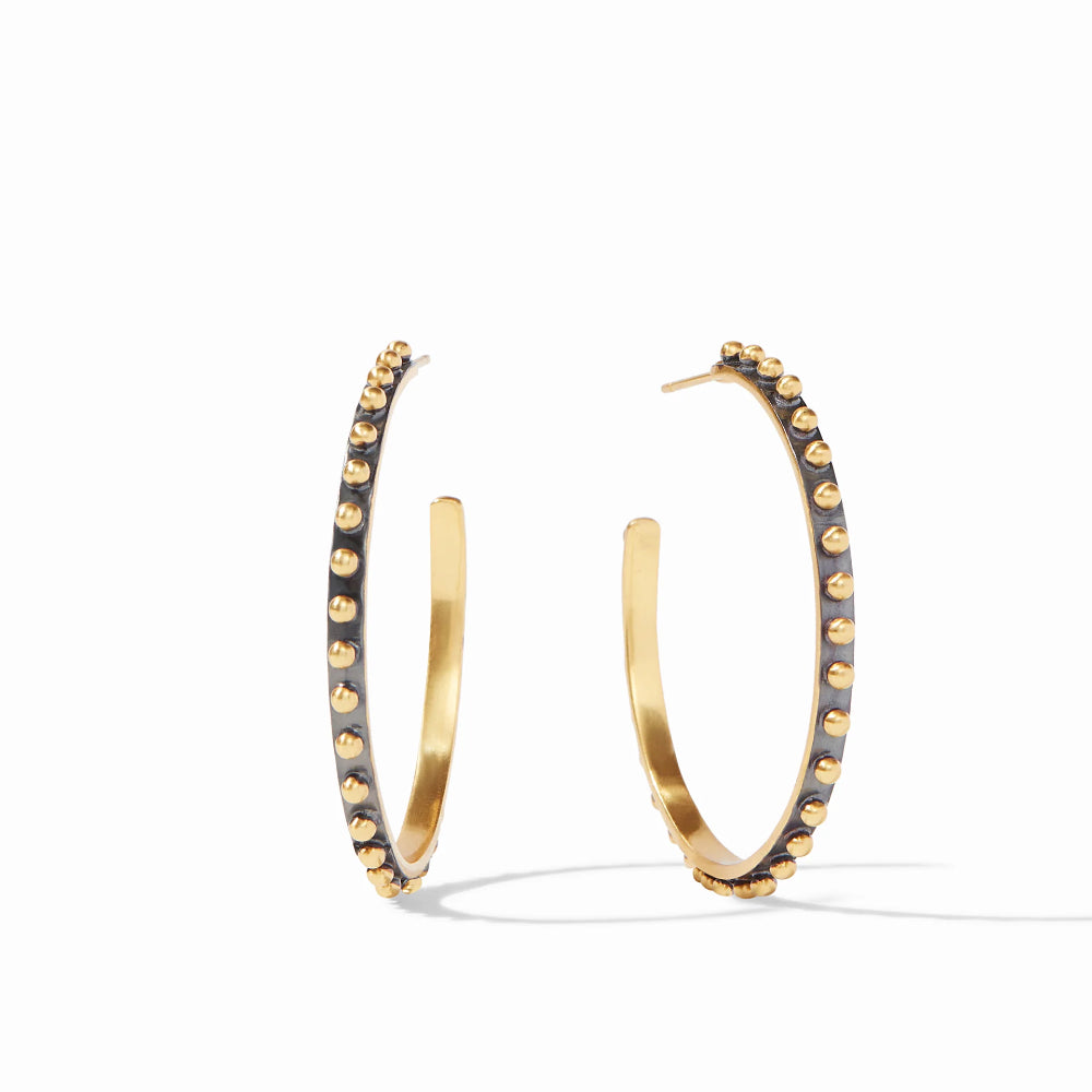 Julie Vos Soho Mixed Metal Studded Gold Bead Hoop Earrings