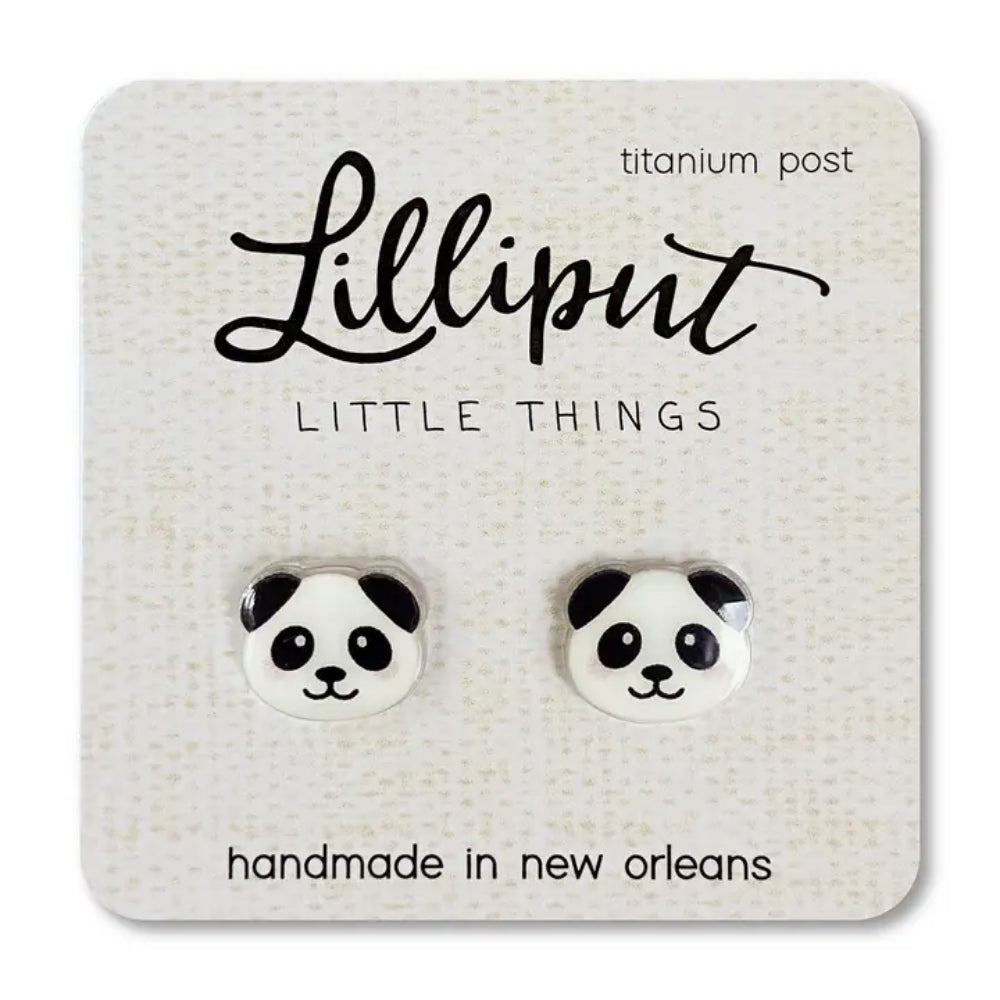 Comfortable Hypoallergenic Lilliput Panda Earrings with Vibrant Print