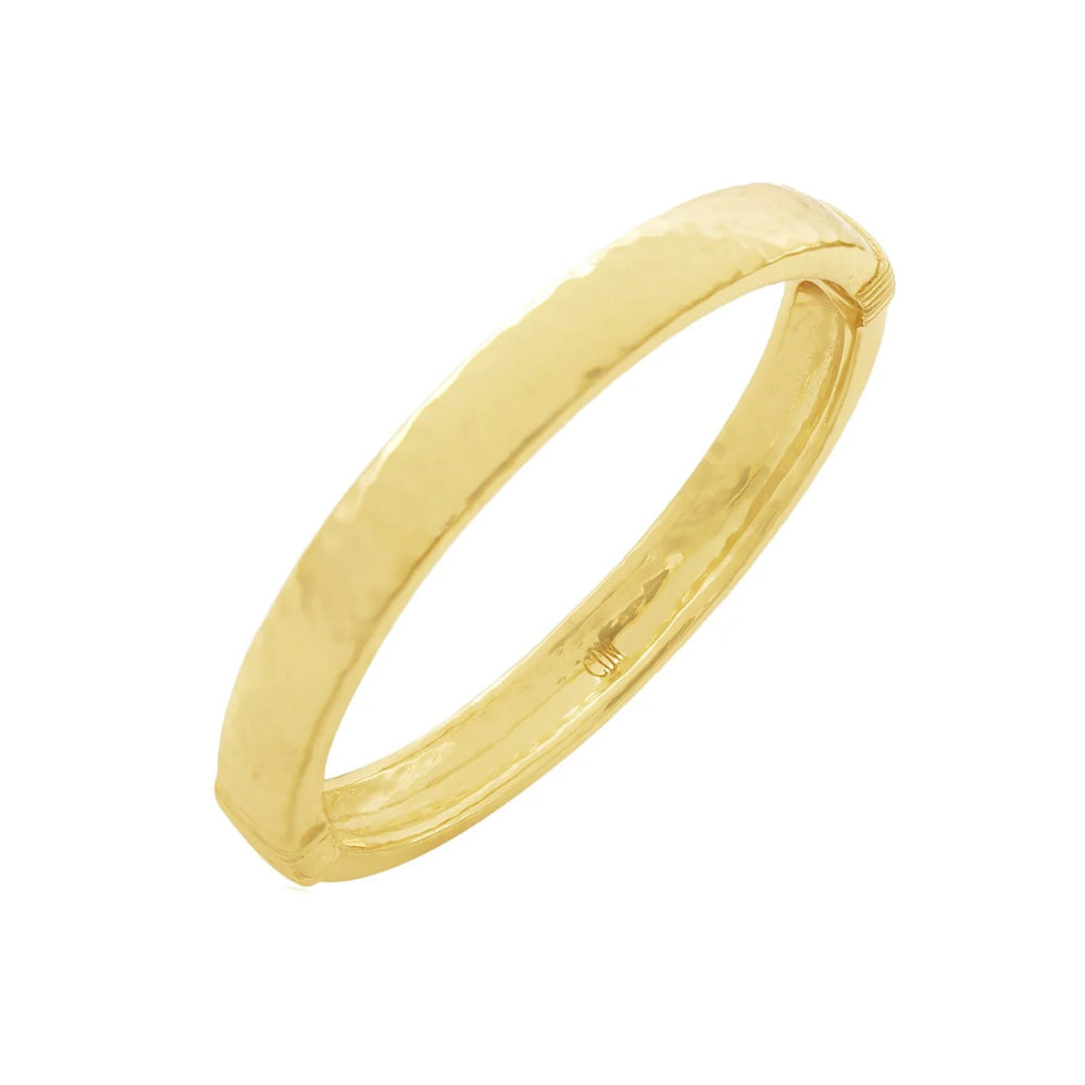 Capucine De Wulf Cleopatra Inspired Oval Hinged Gold Plated Brass Bangle Jewelry