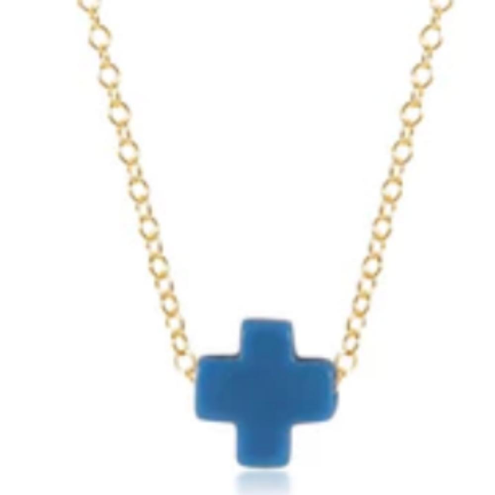 Enewton 14kt Gold-Filled 14'' E-girl Signature Cross Cobalt Necklace