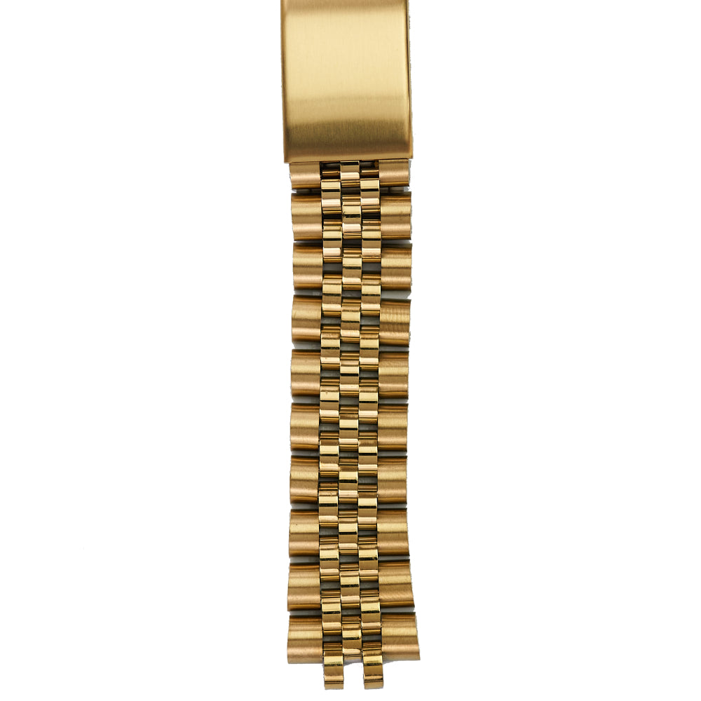 Men's Yellow Gold Plated Solid Link Jubilee Style Wristwatch Band