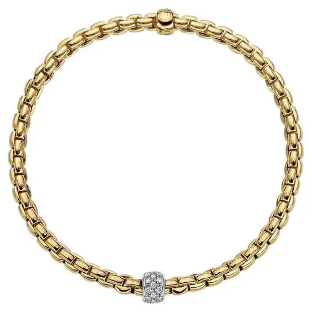 18k Fope Eka Collection Diamond Pavé Flexible Bracelet