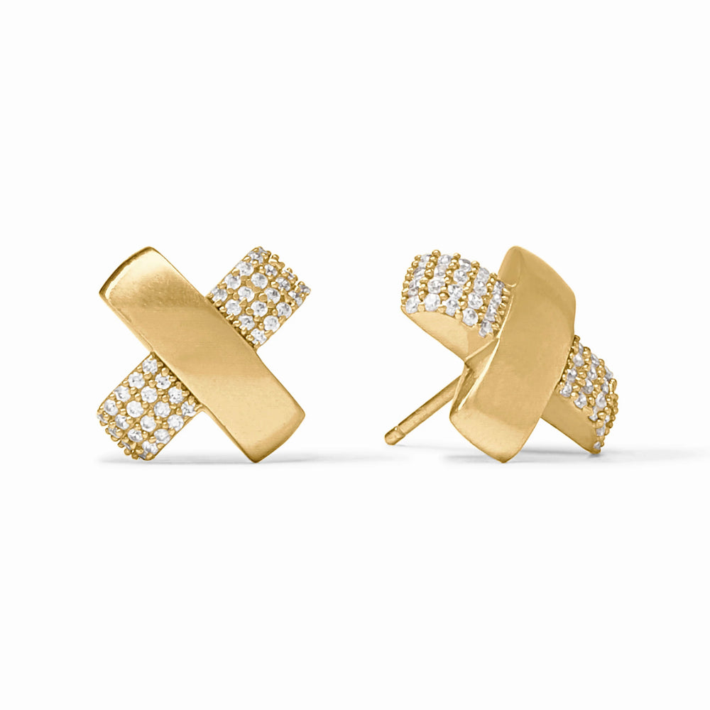 Julie Vos Catalina X-Shaped Pavé Stud Earrings
