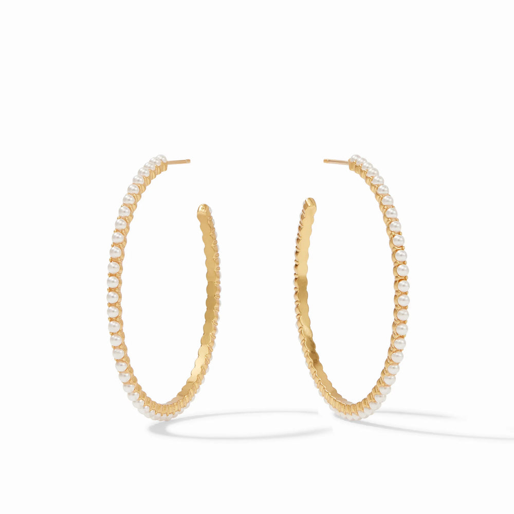 Julie Vos Juliet Pearl - Embellished Gold - Plated Hoop Earrings