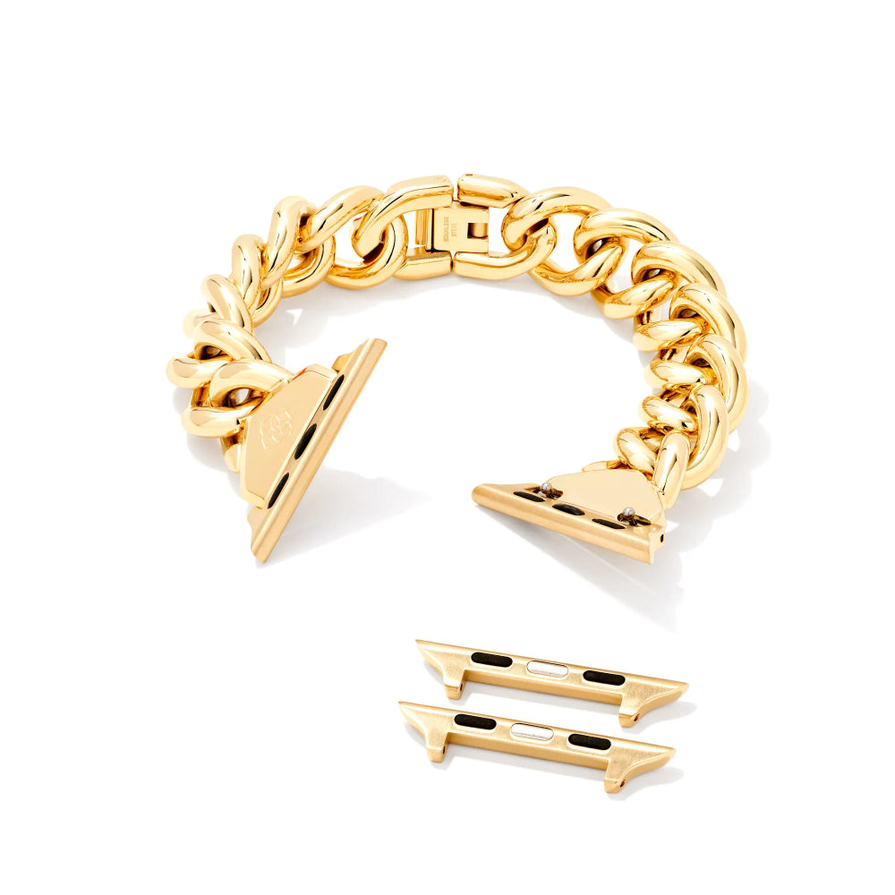 Kendra Scott Gold Tone Stainless Steel Whitley Chain Watch Band - S/M for Apple & Samsung