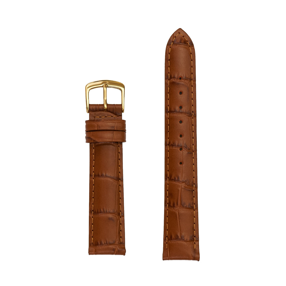Men's Luxury Genuine Alligator Grain Leather Tan Watch Band for Wristwatches