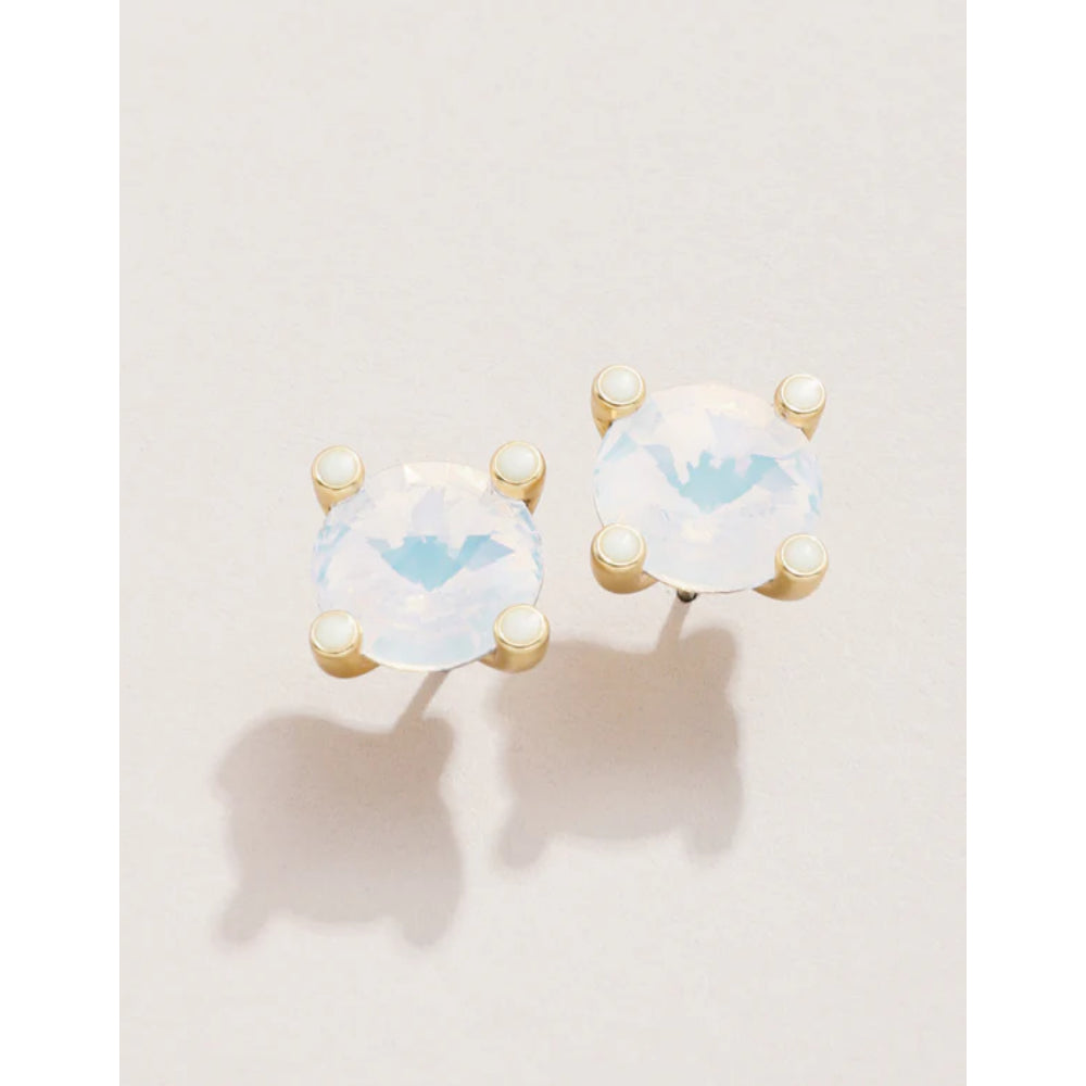 Sparkling White Opal Stud Earrings - Spartina Clara Collection