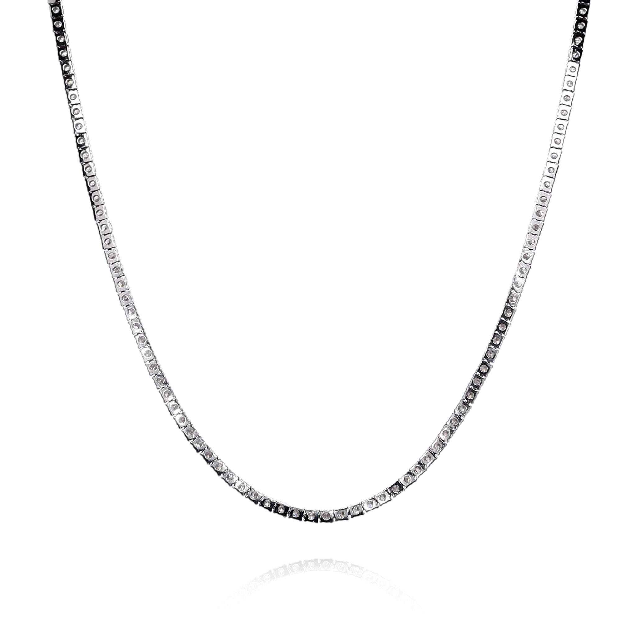 Stunning 14k White Gold Diamond Tennis Necklace with 173 Round Brilliant Cut Diamonds, 17 Inches in Length
