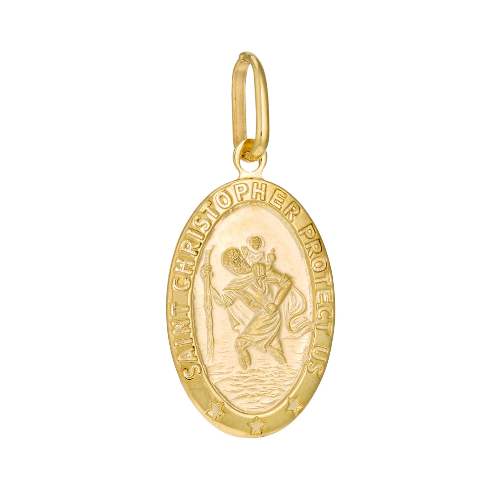 22mm Oval 14k Gold St. Christopher Medal for Travelers and Children