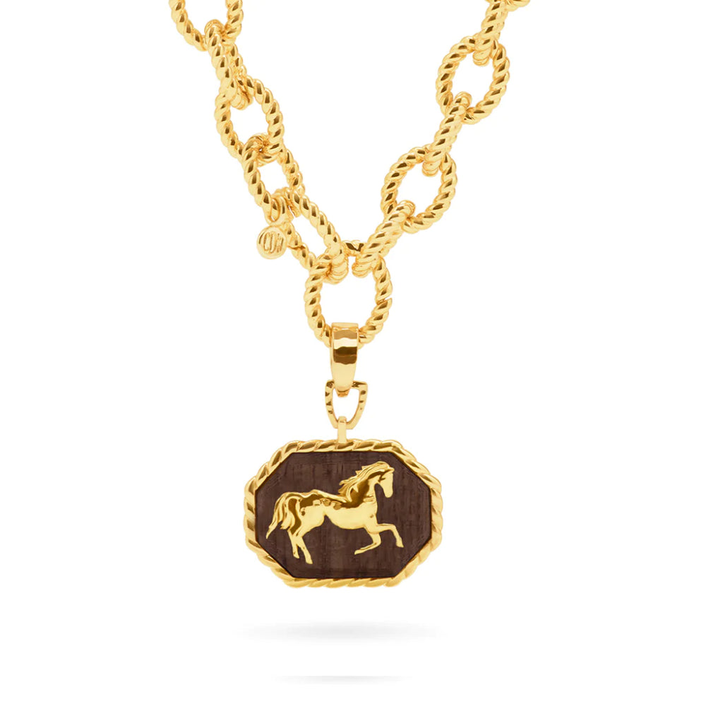 Exquisite 18K Gold Plated Capucine de Wulf Equestrian Horse Pendant Necklace