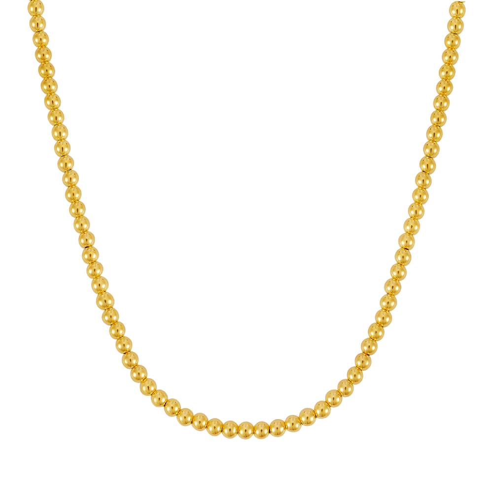 14k Yellow Gold Adjustable 16 - 18 Inch Polished Bead Necklace