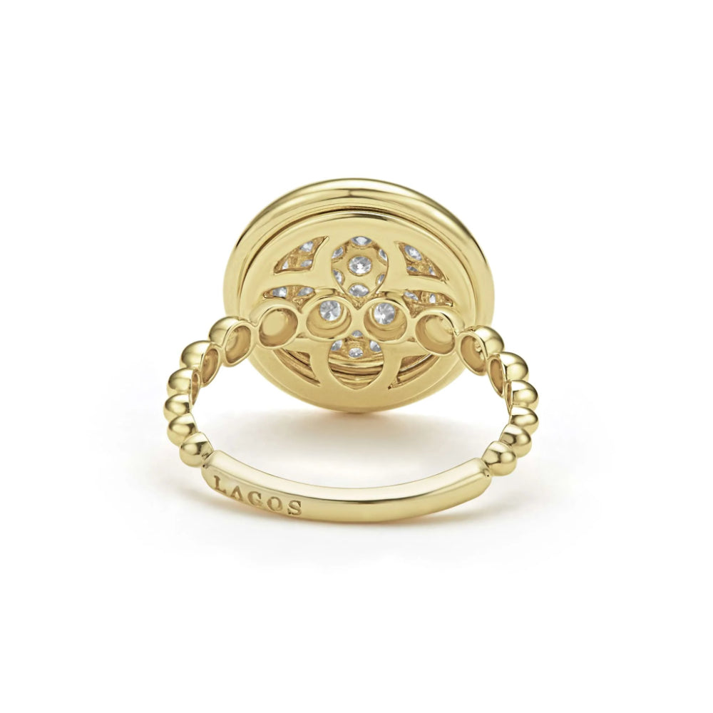 Exquisite Lagos 18k Gold Meridian Circle Diamond Statement Ring for Women