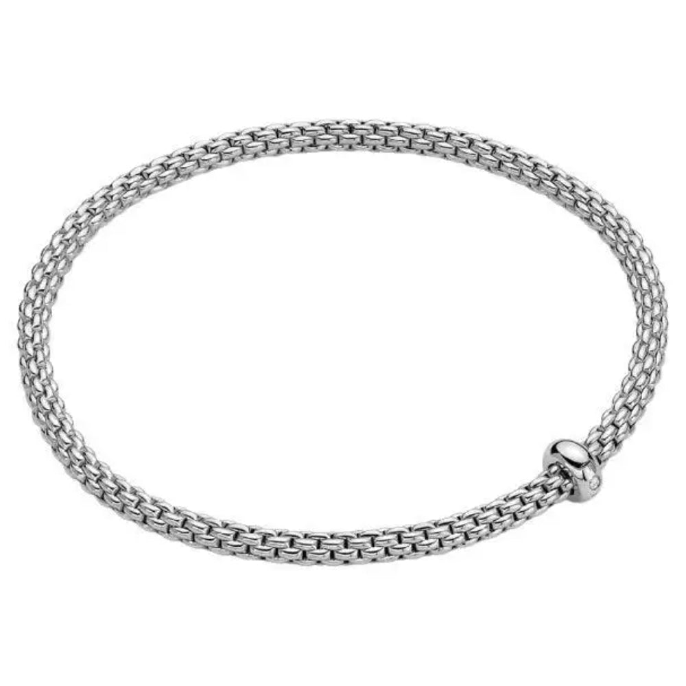 Fope 18k Gold Prima Flex'it Diamond Bracelet - A Single Diamond Adorned Jewelry Piece