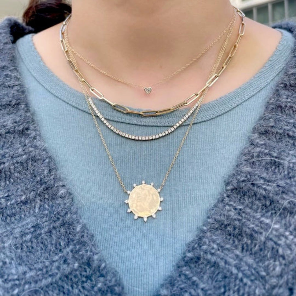 14k Yellow Gold Adjustable Diamond Sun Necklace by Rachel Reid