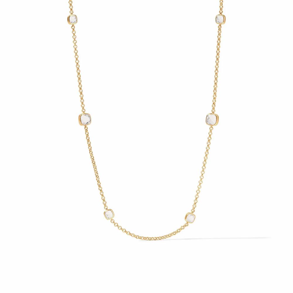 Julie Vos Aquitaine Station Necklace with Glittering Imported Glass Gems and 24K Gold Plate