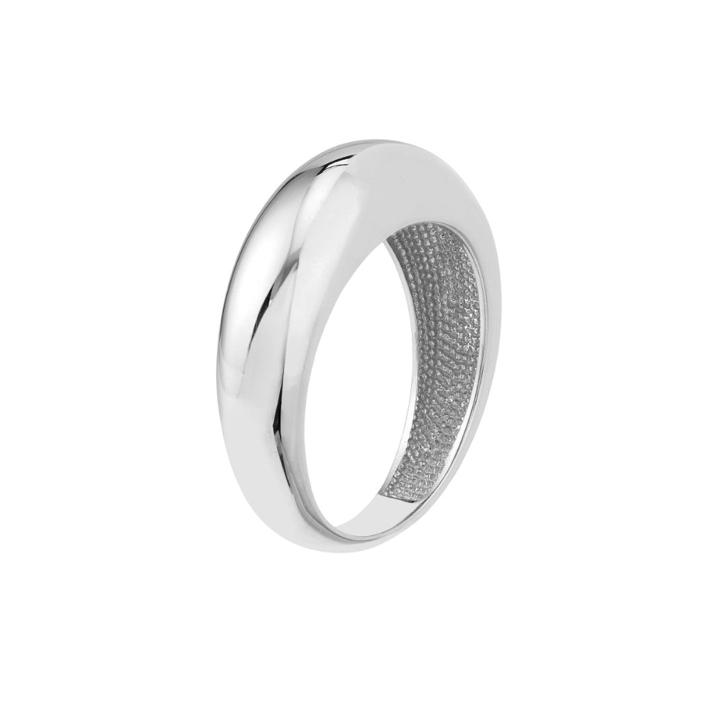 Stylish 14k White Gold Wide Domed Finger Ring for Elegant Look