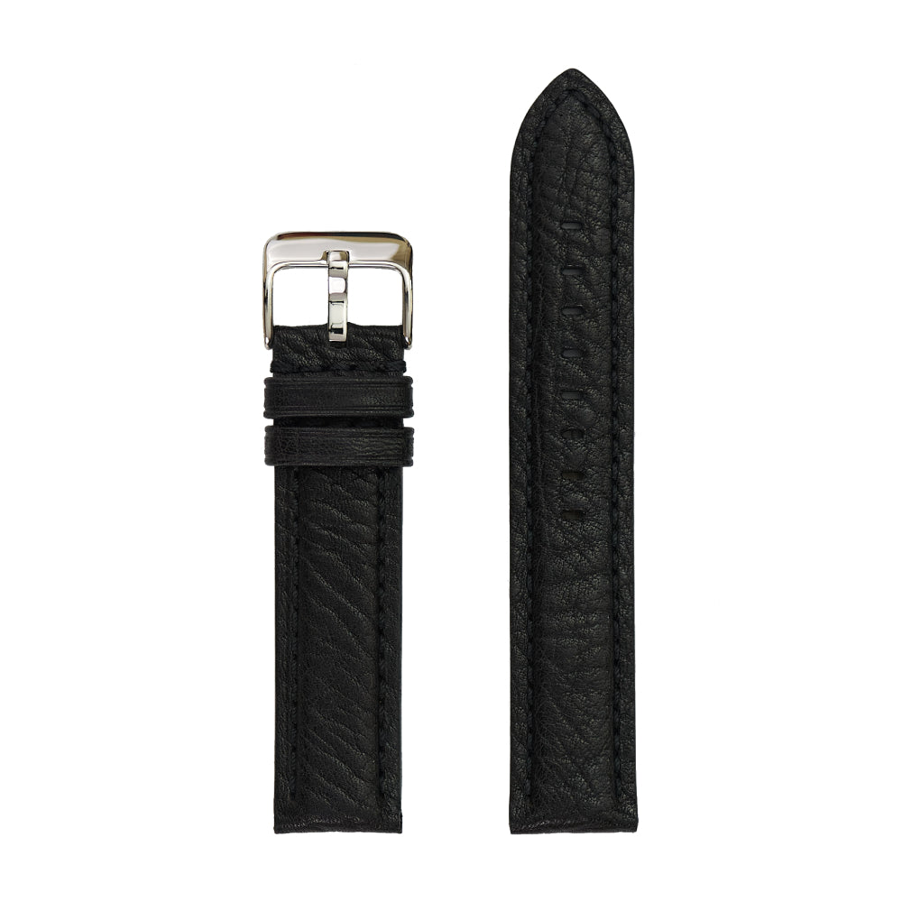 Authentic Bison - Grained Black Leather Strap for Watches