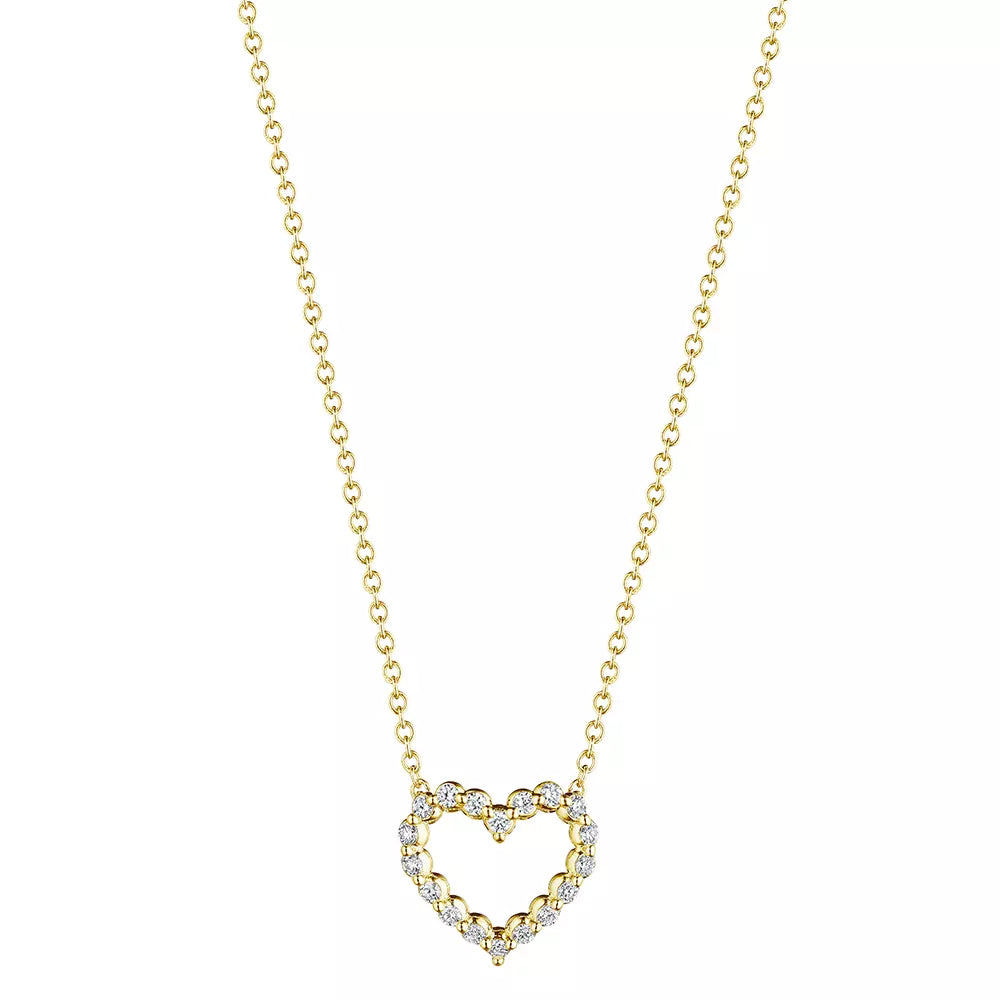 Exquisite 18k Gold Open Heart Pendant with Sparkling 0.15-Carat Diamonds by Verragio