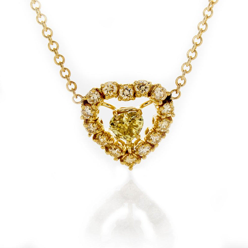 14k or 18k Fancy Yellow Diamond Jewelry Pendant Necklace for Women