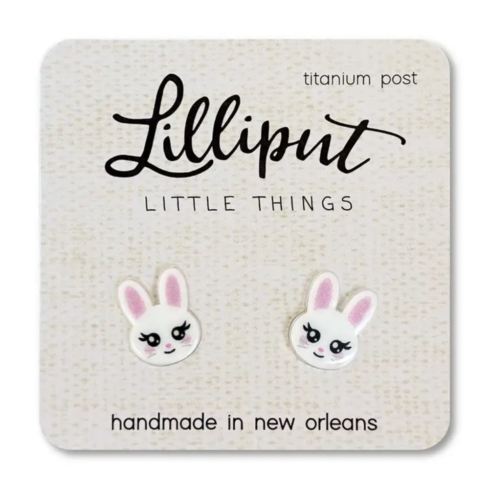 Charming White Easter Bunny Hypoallergenic Earrings by Lilliput Little Things