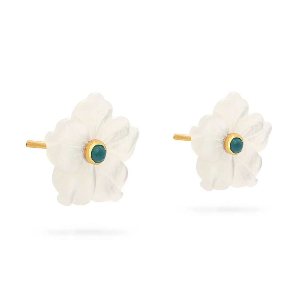 Capucine De Wulf Convertible Mother-of-Pearl and Jade Bouquet Post Earrings