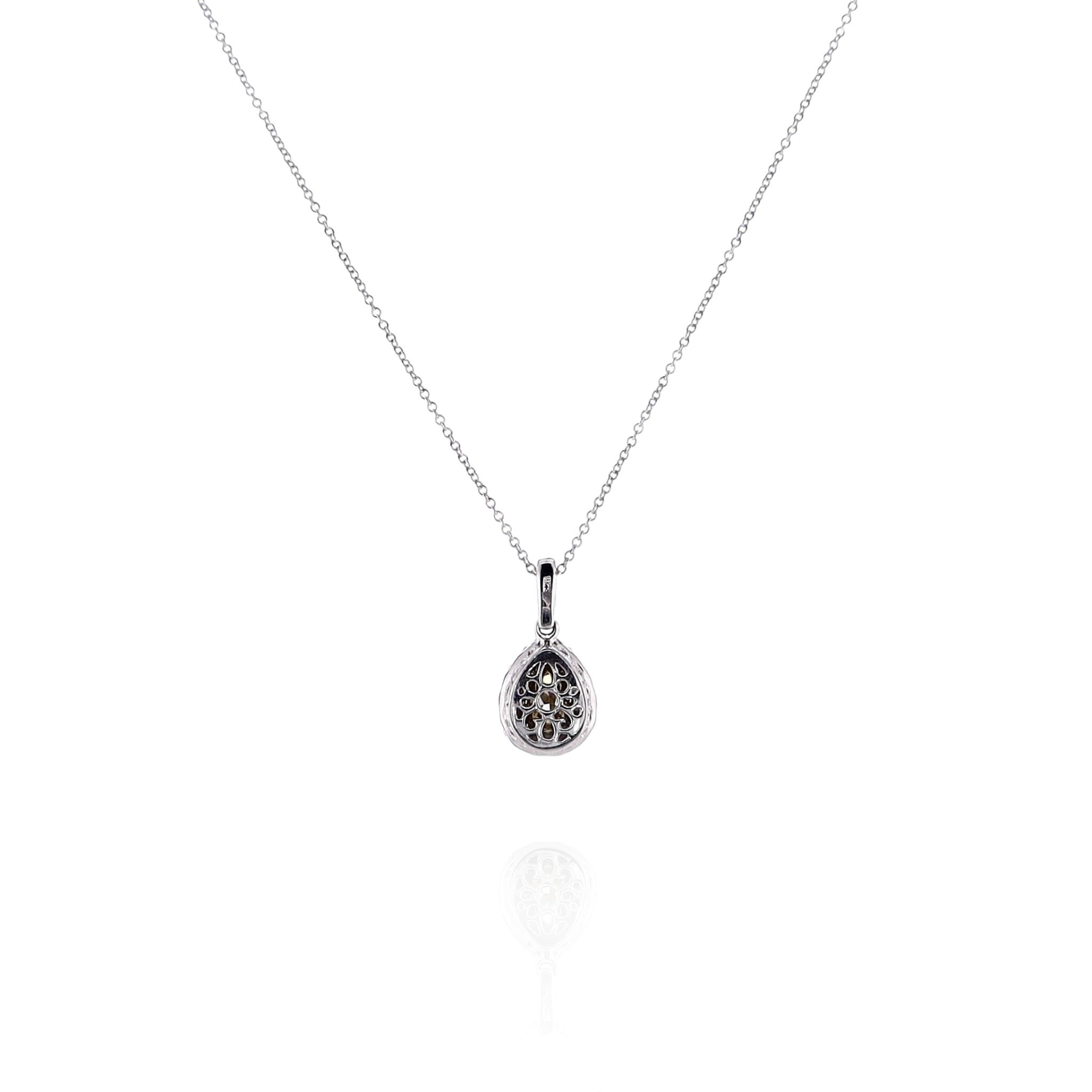 18k Adjustable 16 - 18 Inches Two - Tone Halo/Bail Yellow and White Diamond Pendant Jewelry