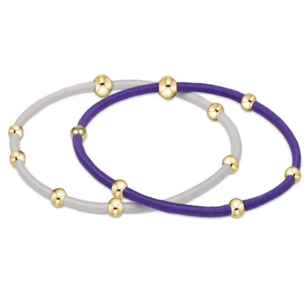 Enewton Essentials Purple-White Gameday Hair Bracelets - Set of Two